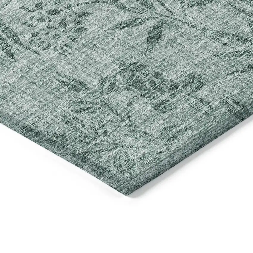 Sage Fern Green And Ivory Floral Washable Indoor Outdoor Area Rug Photo 5