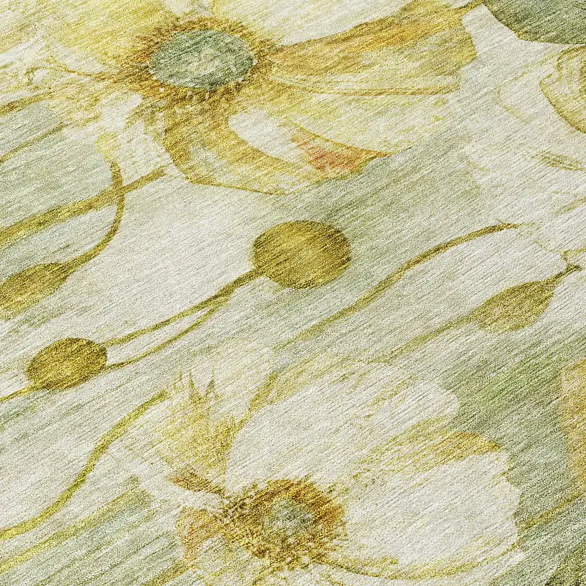 Sage Fern Green And Ivory Floral Washable Indoor Outdoor Area Rug Photo 4