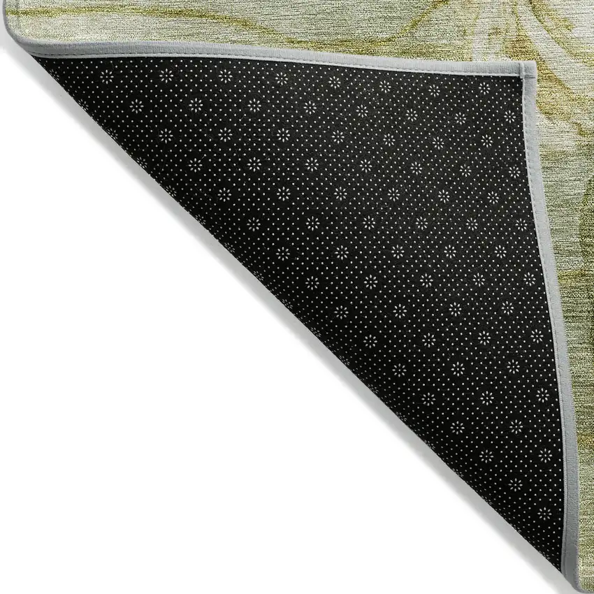 Sage Fern Green And Ivory Floral Washable Indoor Outdoor Area Rug Photo 2