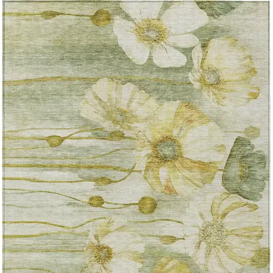 Sage Fern Green And Ivory Floral Washable Indoor Outdoor Area Rug Photo 5