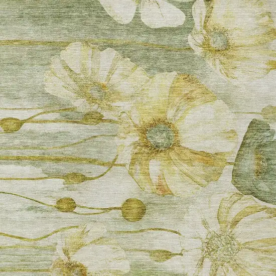 Sage Fern Green And Ivory Floral Washable Indoor Outdoor Area Rug Photo 5