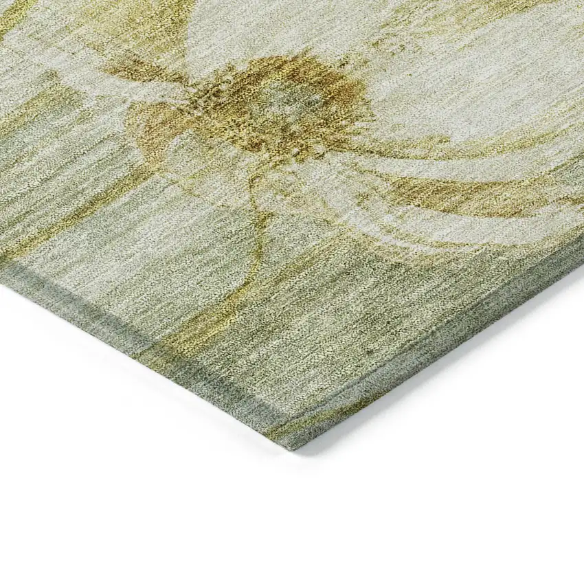 Sage Fern Green And Ivory Floral Washable Indoor Outdoor Area Rug Photo 4