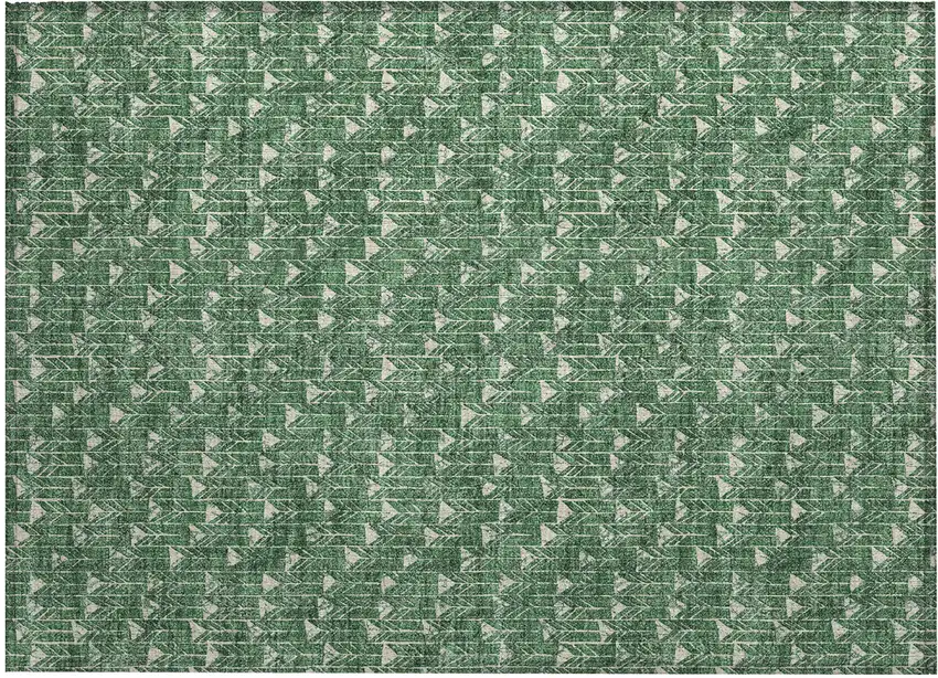 Sage Geometric Washable Non Skid Indoor Outdoor Area Rug Photo 2