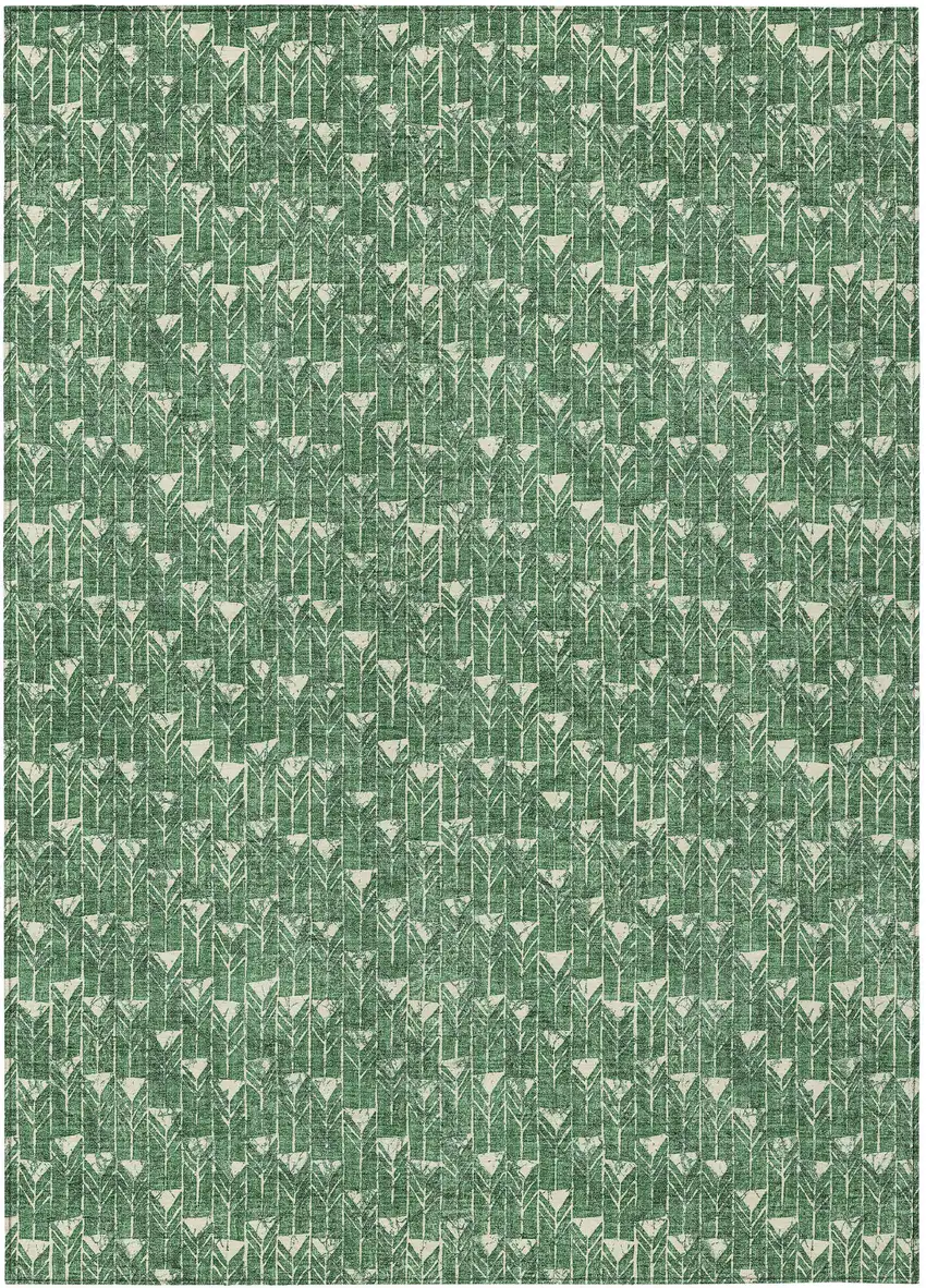 Sage Geometric Washable Non Skid Indoor Outdoor Area Rug Photo 2
