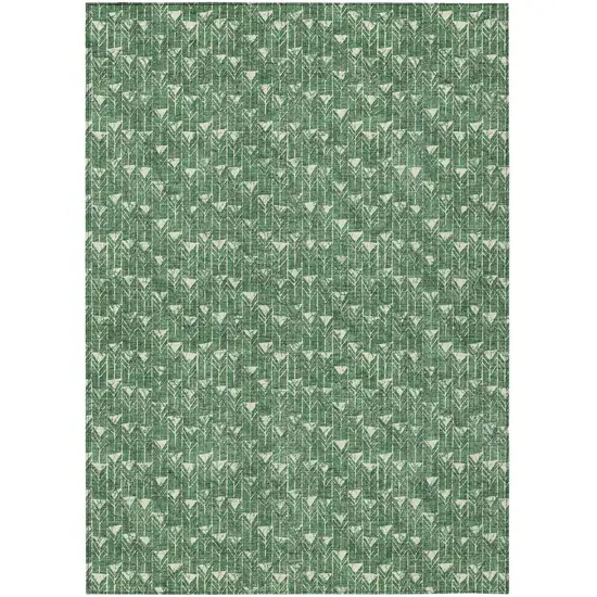 Sage Geometric Washable Non Skid Indoor Outdoor Area Rug Photo 2