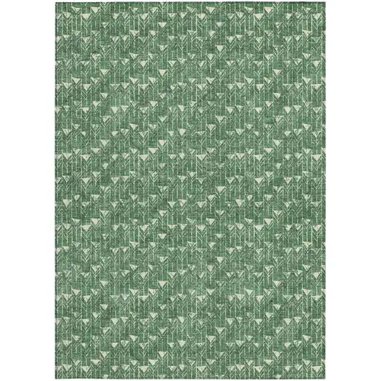 Sage Geometric Washable Non Skid Indoor Outdoor Area Rug Photo 4