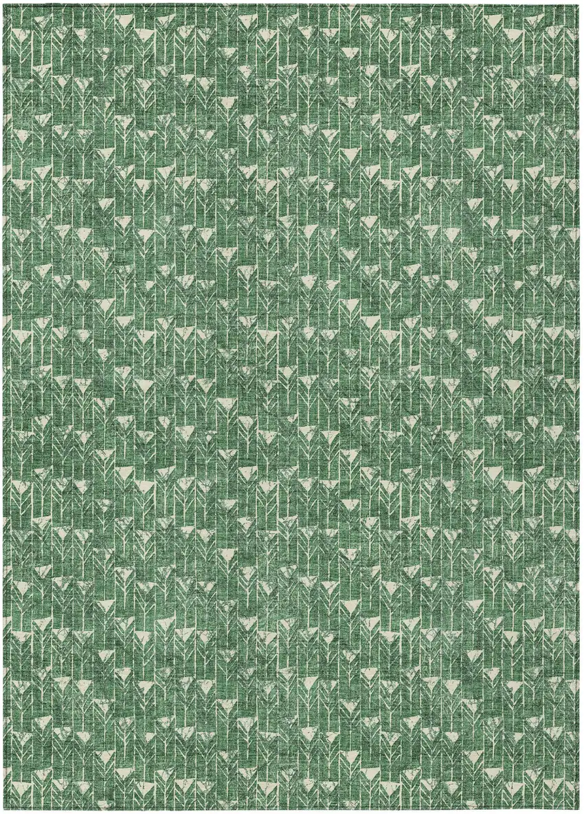 Sage Geometric Washable Non Skid Indoor Outdoor Area Rug Photo 2