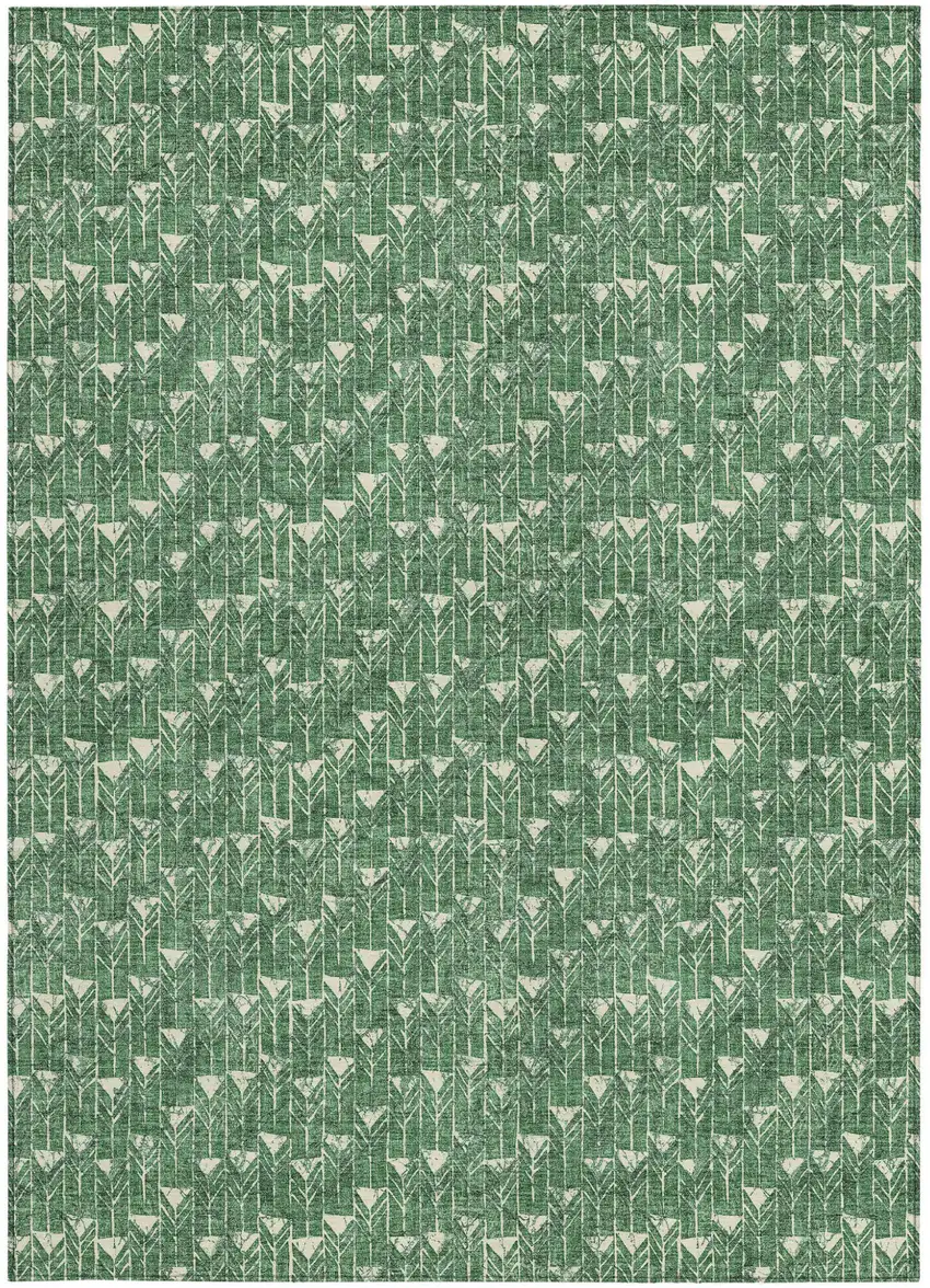 Sage Geometric Washable Non Skid Indoor Outdoor Area Rug Photo 5