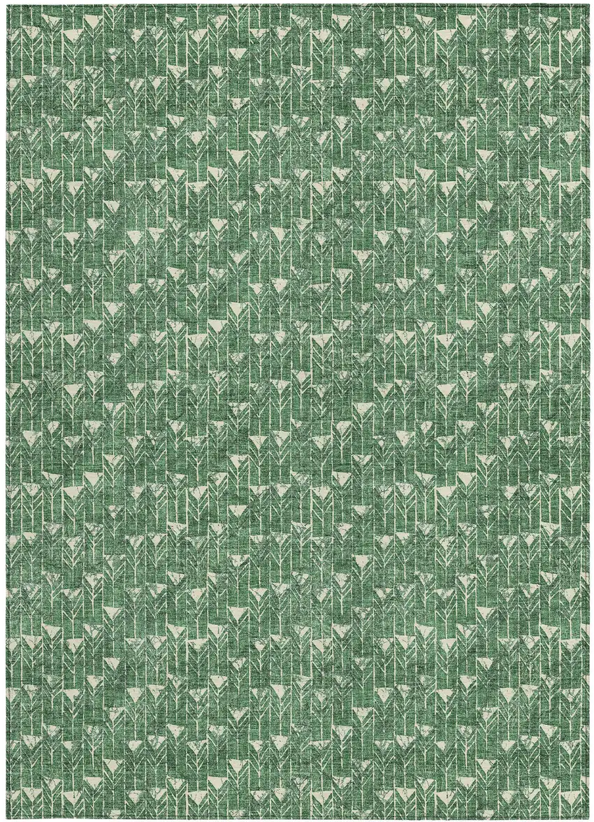 Sage Geometric Washable Non Skid Indoor Outdoor Area Rug Photo 5