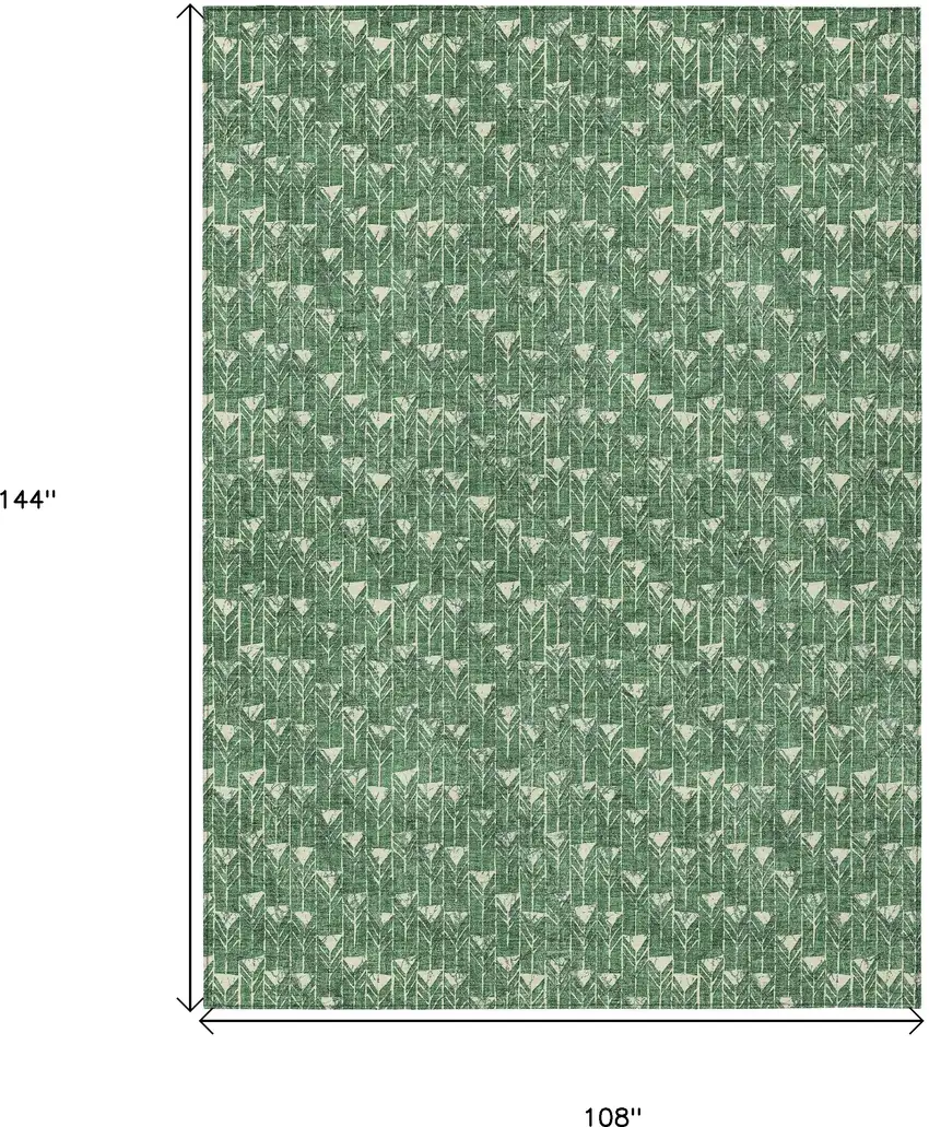 Sage Geometric Washable Non Skid Indoor Outdoor Area Rug Photo 3