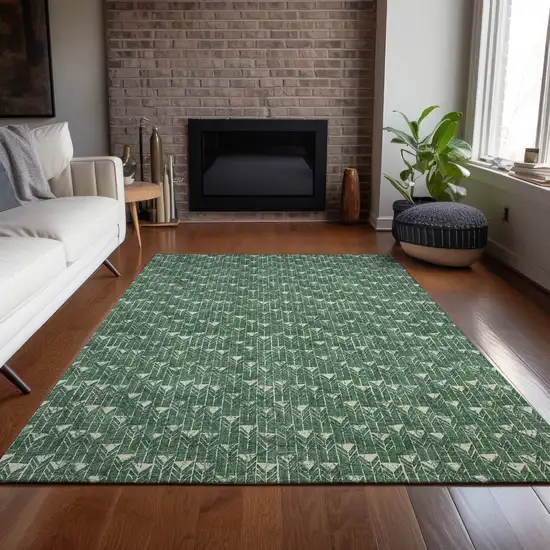 Sage Geometric Washable Indoor Outdoor Area Rug Photo 9