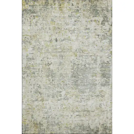 Sage Gold And Beige Abstract Washable Area Rug With UV Protection Photo 6