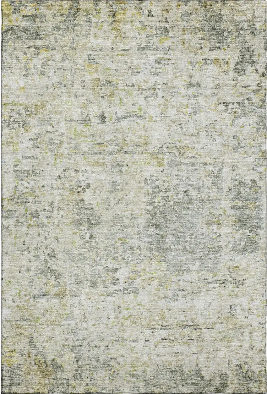 Sage Gold And Beige Abstract Washable Area Rug With UV Protection Photo 6