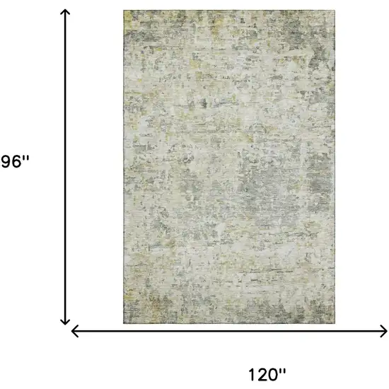Sage Gold And Beige Abstract Washable Area Rug With UV Protection Photo 7