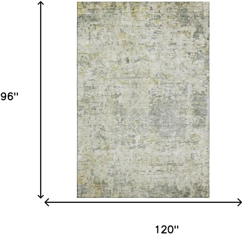 Sage Gold And Beige Abstract Washable Area Rug With UV Protection Photo 7