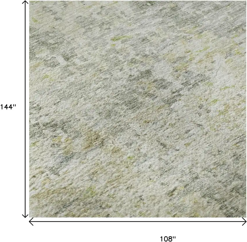 Sage Gold And Beige Abstract Washable Area Rug With UV Protection Photo 9