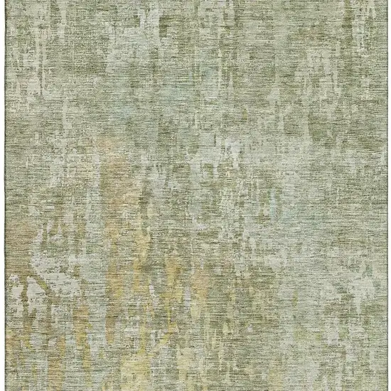 Sage Gold And Beige Abstract Washable Area Rug With UV Protection Photo 3