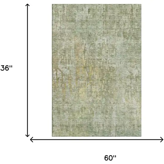 Sage Gold And Beige Abstract Washable Area Rug With UV Protection Photo 3