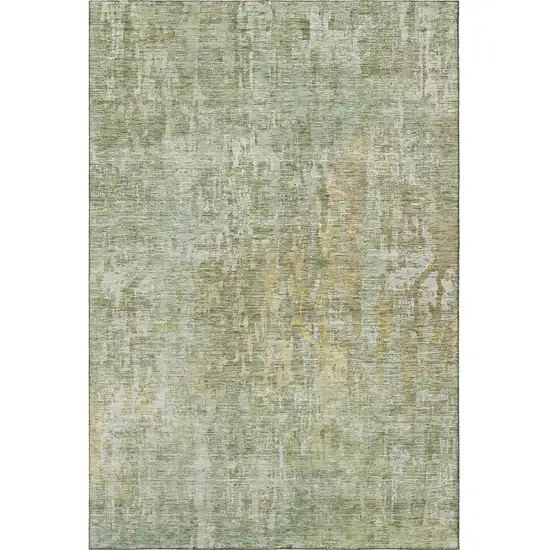 Sage Gold And Beige Abstract Washable Area Rug With UV Protection Photo 4