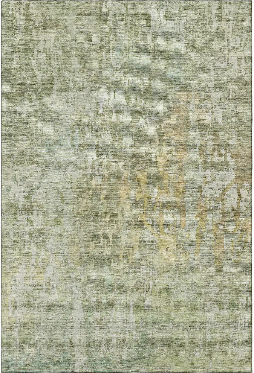 Sage Gold And Beige Abstract Washable Area Rug With UV Protection Photo 4