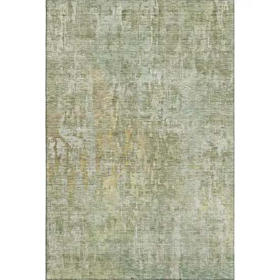 Sage Gold And Beige Abstract Washable Area Rug With UV Protection Photo 3