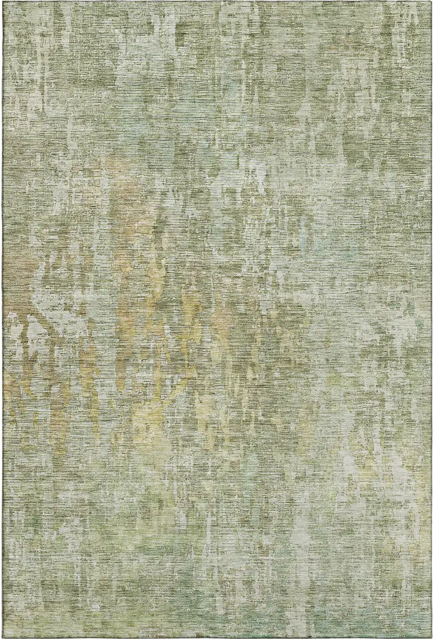 Sage Gold And Beige Abstract Washable Area Rug With UV Protection Photo 3