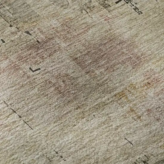 Sage Gold And Beige Abstract Washable Area Rug With UV Protection Photo 9