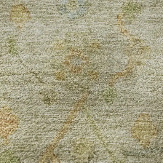 Sage Gold And Blue Floral Washable Area Rug With UV Protection Photo 9