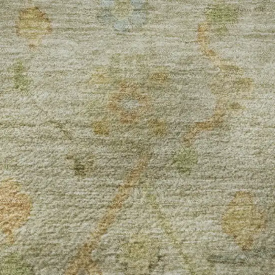 Sage Gold And Blue Floral Washable Area Rug With UV Protection Photo 8