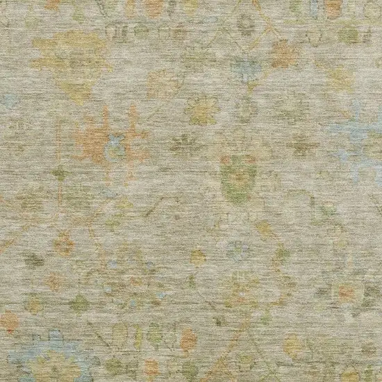 Sage Gold And Blue Floral Washable Area Rug With UV Protection Photo 3