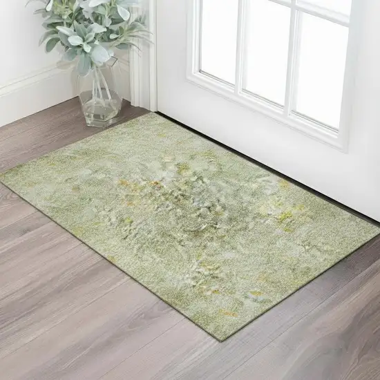 Sage Gold And Copper Oriental Washable Area Rug With UV Protection Photo 2