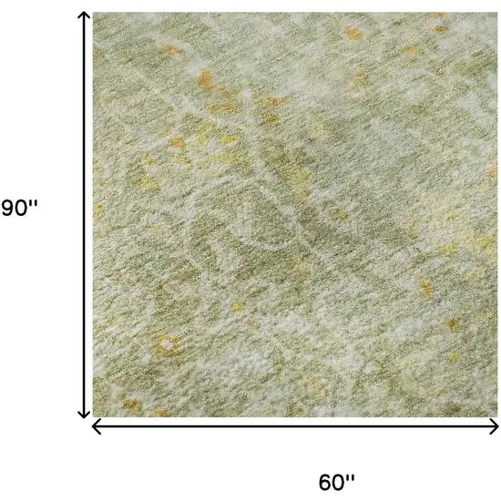 Sage Gold And Copper Oriental Washable Area Rug With UV Protection Photo 8