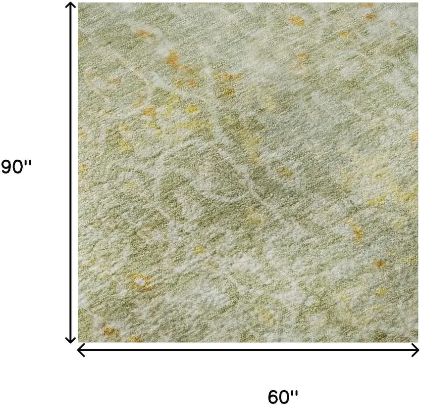 Sage Gold And Copper Oriental Washable Area Rug With UV Protection Photo 8