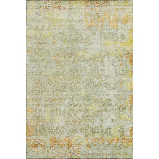 Sage Gold And Copper Oriental Washable Area Rug With UV Protection Photo 5