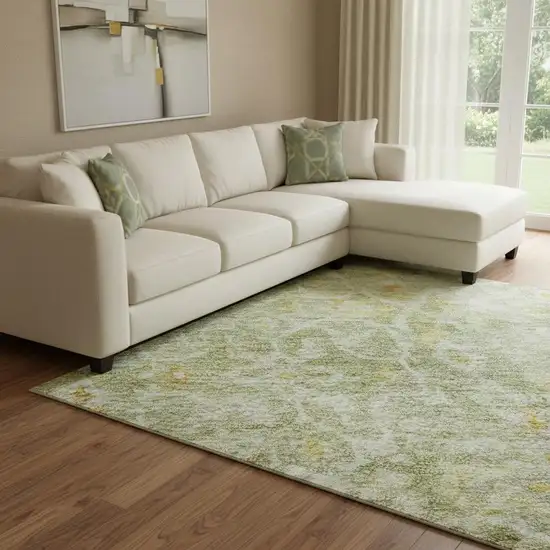 Sage Gold And Copper Oriental Washable Area Rug With UV Protection Photo 2