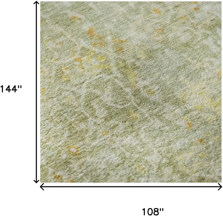 Sage Gold And Copper Oriental Washable Area Rug With UV Protection Photo 8