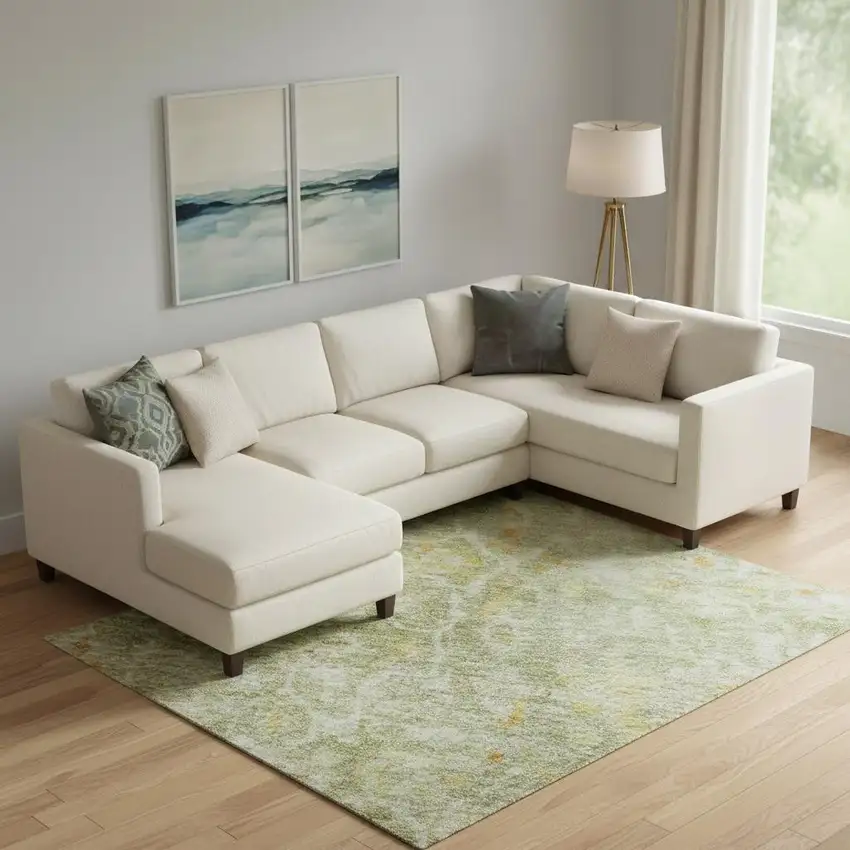 Sage Gold And Copper Oriental Washable Area Rug With UV Protection Photo 2