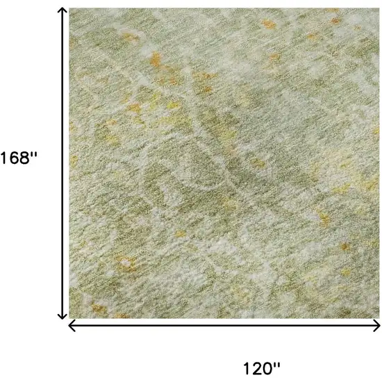 Sage Gold And Copper Oriental Washable Area Rug With UV Protection Photo 8