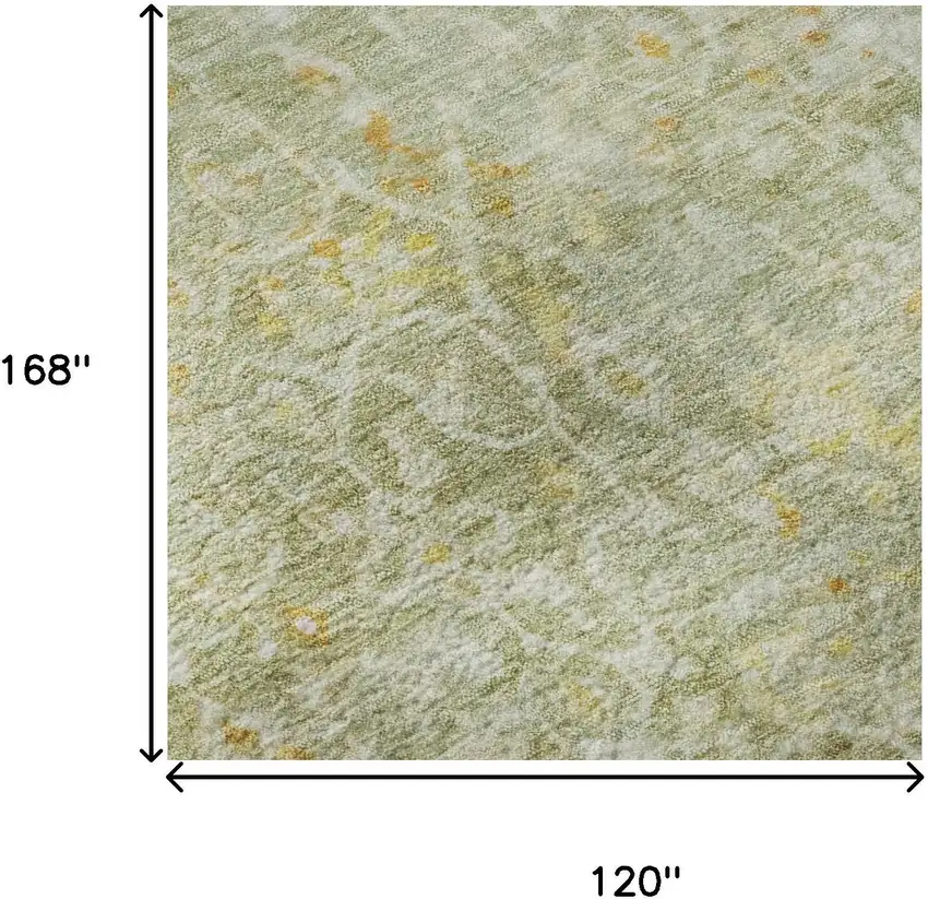 Sage Gold And Copper Oriental Washable Area Rug With UV Protection Photo 8