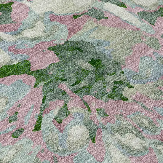 Sage Gold And Emerald Floral Washable Indoor Outdoor Area Rug Photo 7