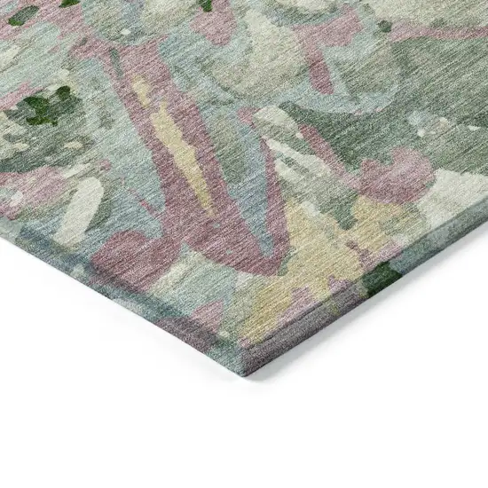 Sage Gold And Emerald Floral Washable Indoor Outdoor Area Rug Photo 6