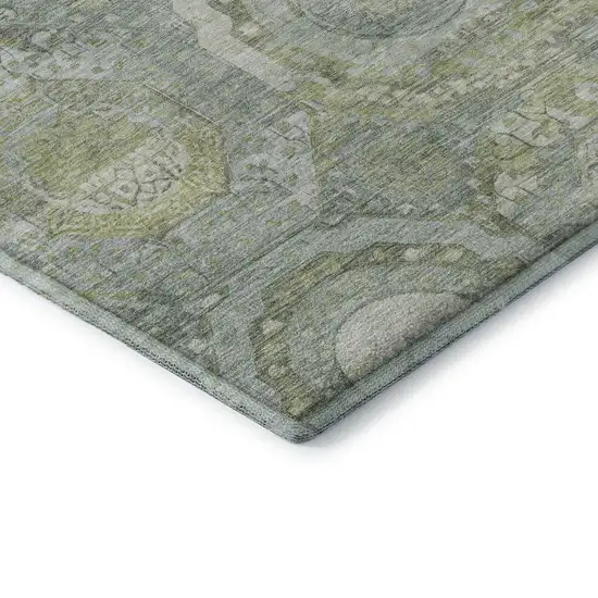Sage Gold And Gray Mosaic Washable Area Rug With UV Protection Photo 7