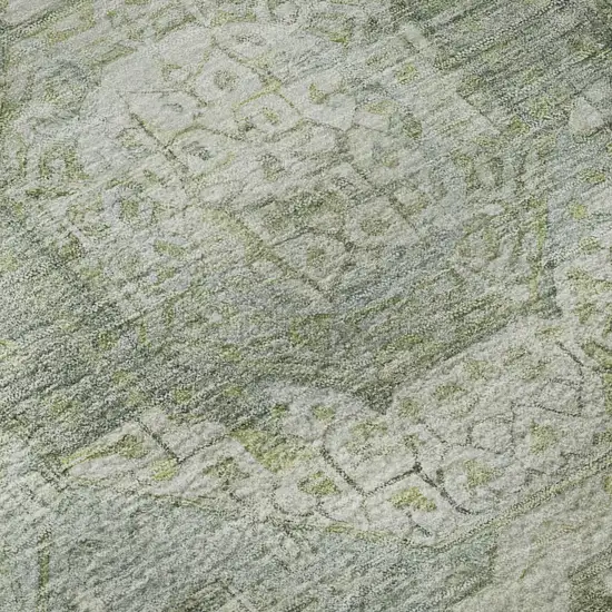 Sage Gold And Gray Mosaic Washable Area Rug With UV Protection Photo 9