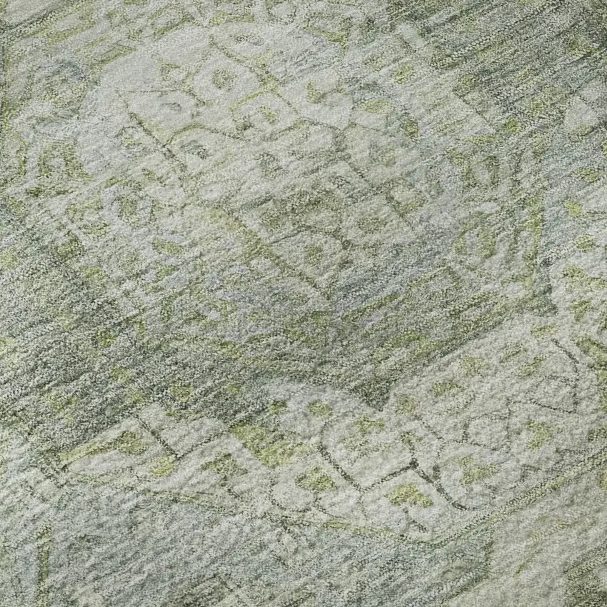 Sage Gold And Gray Mosaic Washable Area Rug With UV Protection Photo 9