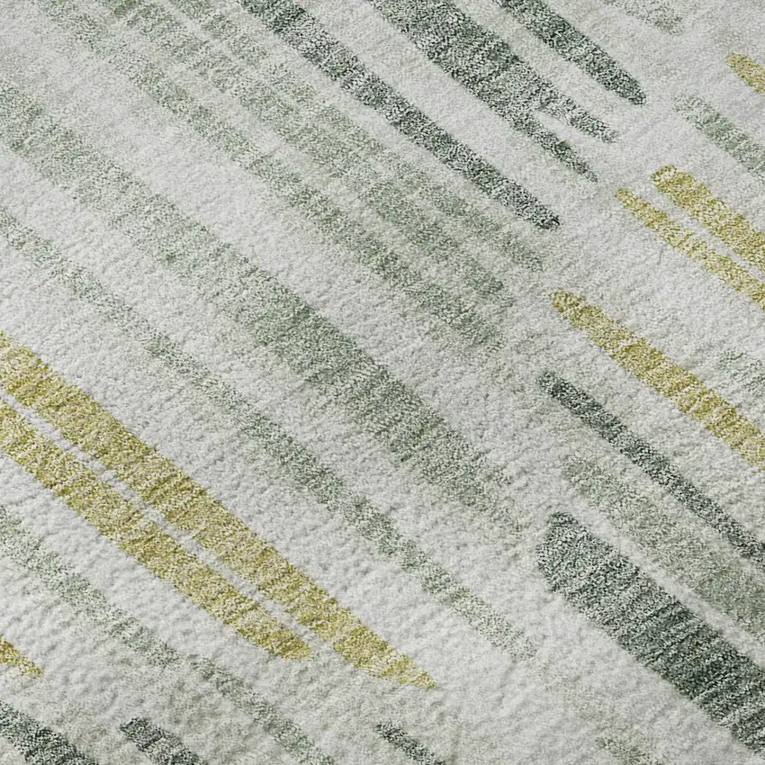 Sage Gold And Ivory Abstract Washable Area Rug With UV Protection Photo 9