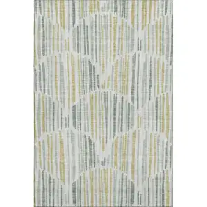 Photo of Sage Gold And Ivory Abstract Washable Area Rug With UV Protection