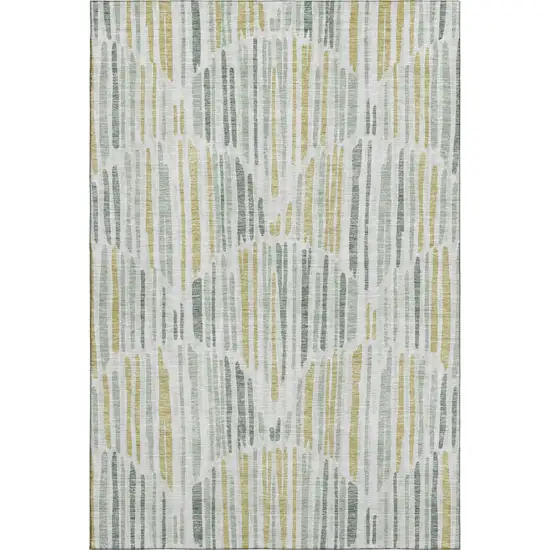Sage Gold And Ivory Abstract Washable Area Rug With UV Protection Photo 1