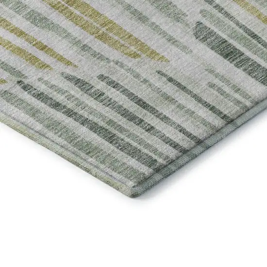 Sage Gold And Ivory Abstract Washable Area Rug With UV Protection Photo 7