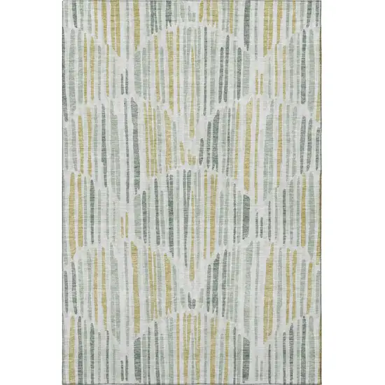 Sage Gold And Ivory Abstract Washable Area Rug With UV Protection Photo 3