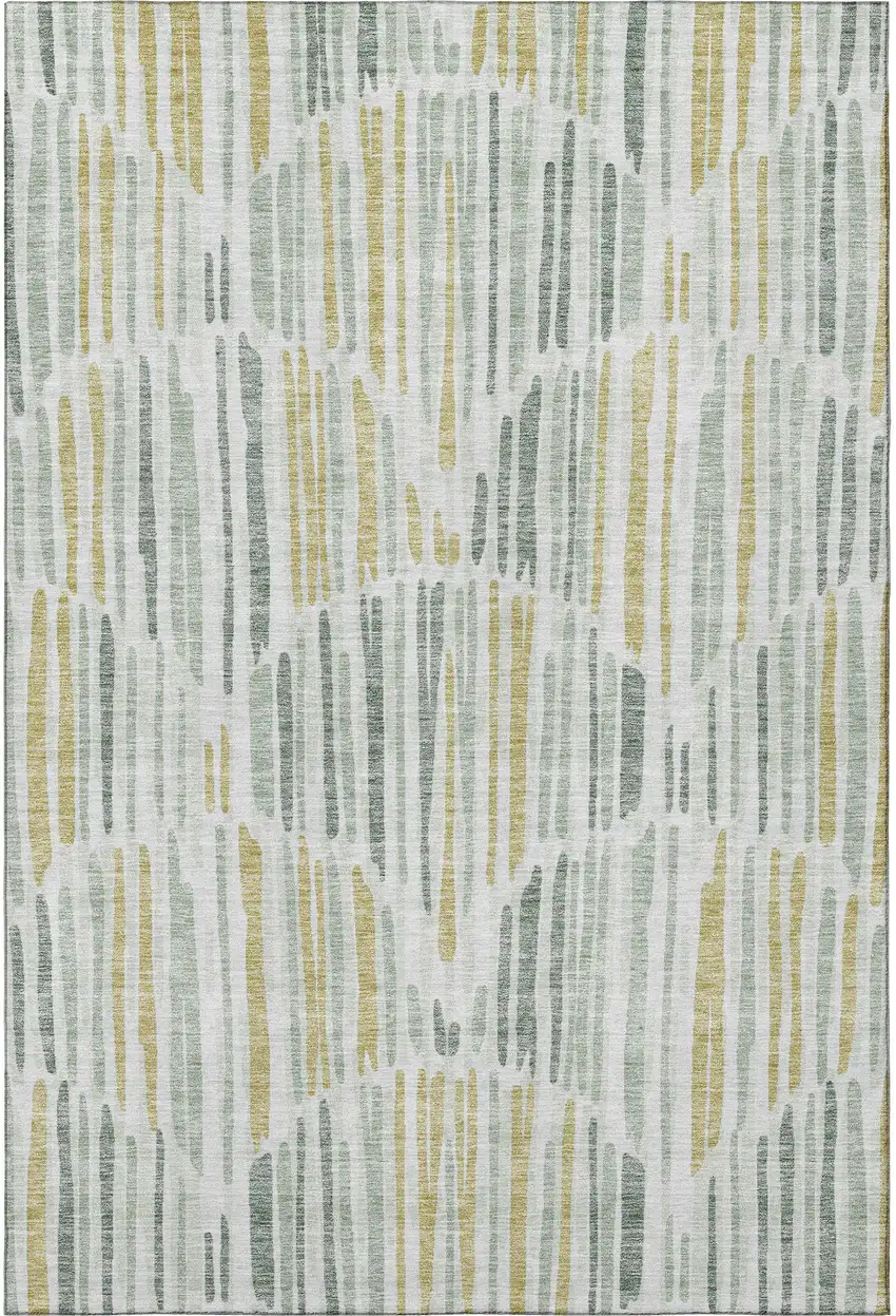 Sage Gold And Ivory Abstract Washable Area Rug With UV Protection Photo 4